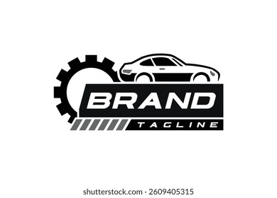 the car gear text logo