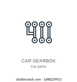 Car gearbox icon. Thin linear car gearbox outline icon isolated on white background from car parts collection. Line vector sign, symbol for web and mobile
