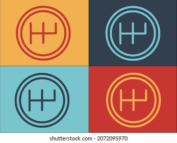 Logotipo de la caja de cambios del coche, icono sencillo y plano del automóvil, vehículo, coche