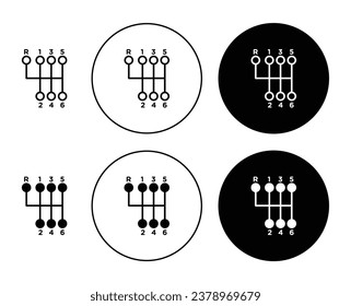 car gearbox thin line icon set. gear transmission vector symbol. automatic gear shift sign in black and white color