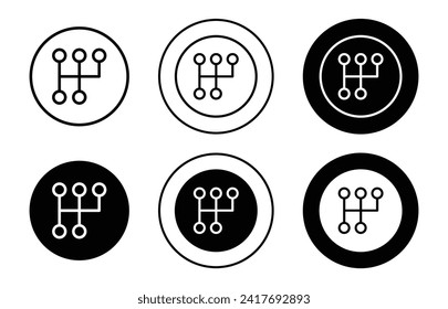 colección de conjunto de iconos del vector de la caja de cambios del coche. icono plano de contorno de la caja de cambios del coche.