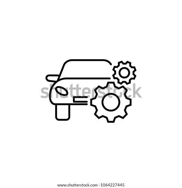 car and\
gears icon. Element of Car sales and repair for mobile concept and\
web apps. Thin line  icon for website design and development, app\
development. Premium icon on white\
background