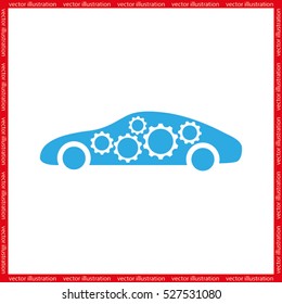 Car Gears icon vector illustration eps10. Isolated badge for website or app - stock infographics.