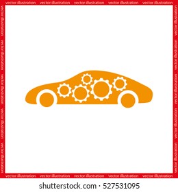 Car Gears icon vector illustration eps10. Isolated badge for website or app - stock infographics.