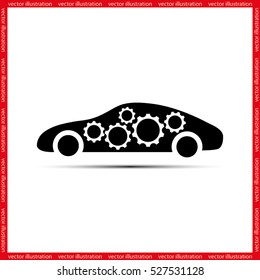 Car Gears icon vector illustration eps10. Isolated badge for website or app - stock infographics.