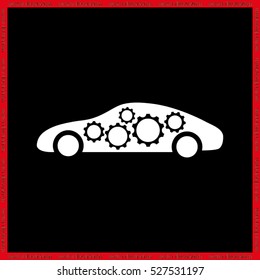 Car Gears icon vector illustration eps10. Isolated badge for website or app - stock infographics.