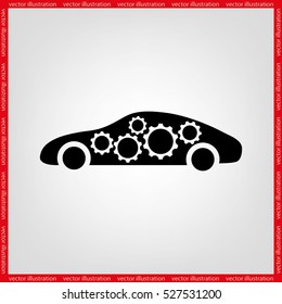 Car Gears icon vector illustration eps10. Isolated badge for website or app - stock infographics.