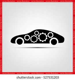 Car Gears icon vector illustration eps10. Isolated badge for website or app - stock infographics.