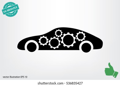 Car Gears icon vector illustration eps10. Isolated badge for website or app - stock infographics.