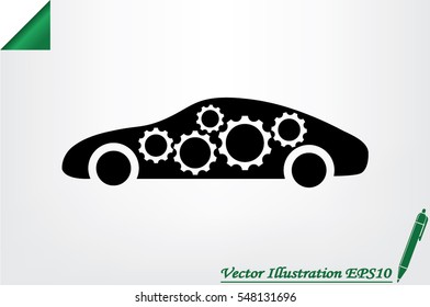 Car Gears icon vector illustration eps10. Isolated badge for website or app - stock infographics.