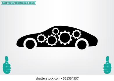 Car Gears icon vector illustration eps10. Isolated badge for website or app - stock infographics