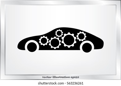 Car Gears icon vector illustration eps10. Isolated badge for website or app - stock infographics 