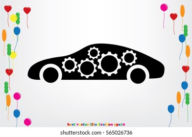 Car Gears icon vector illustration eps10. Isolated badge for website or app - stock infographics. 