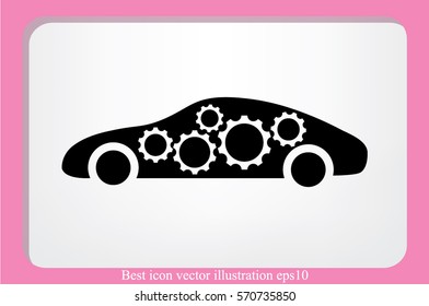 Car Gears icon vector illustration eps10. Isolated badge for website or app - stock infographics.