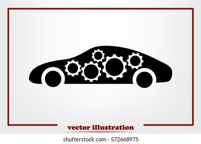 Car Gears icon vector illustration eps10. Isolated badge for website or app - stock infographics 