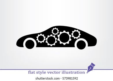 Car Gears icon vector illustration eps10. Isolated badge for website or app - stock infographics. 