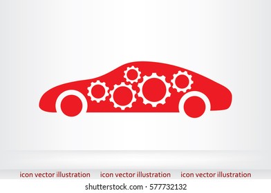 Car Gears icon vector illustration eps10. Isolated badge for website or app - stock infographics 
