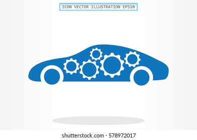 Car Gears icon vector illustration eps10. Isolated badge for website or app - stock infographics 