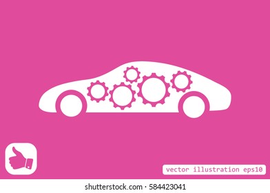 Car Gears icon vector illustration eps10. Isolated badge for website or app - stock infographics 