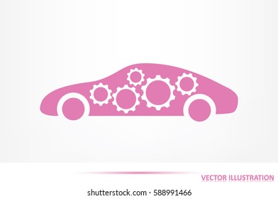 Car Gears icon vector illustration eps10. Isolated badge for website or app - stock infographics.