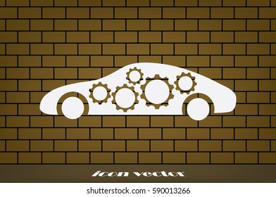Car Gears icon vector illustration eps10. Isolated badge for website or app - stock infographics.