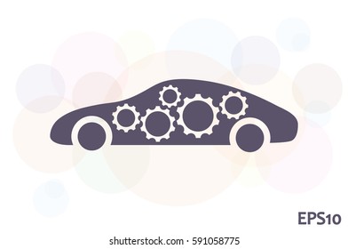 Car Gears icon vector illustration eps10. Isolated badge for website or app - stock infographics.
