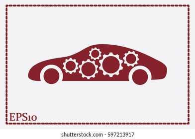 Car Gears icon vector illustration eps10. Isolated badge for website or app - stock infographics.