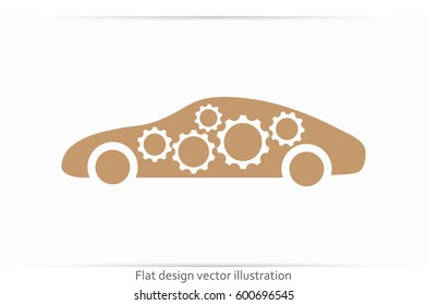Car Gears icon vector illustration eps10. Isolated badge for website or app - stock infographics.