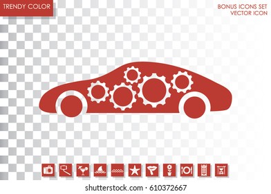 Car Gears icon vector illustration eps10. Isolated badge for website or app - stock infographics.