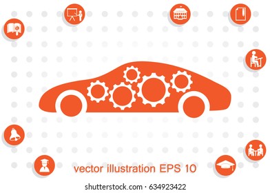 Car Gears icon vector illustration eps10. Isolated badge for website or app - stock infographics.