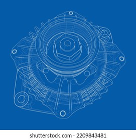 Car generator. Vector rendering of 3d. Wire-frame style. The layers of visible and invisible lines are separated