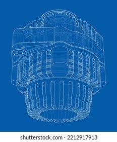 Car generator. Vector rendering of 3d. Wire-frame style. The layers of visible and invisible lines are separated
