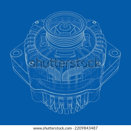 Car generator. Vector rendering of 3d. Wire-frame style. The layers of visible and invisible lines are separated