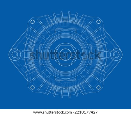 Car generator. Vector rendering of 3d. Wire-frame style. The layers of visible and invisible lines are separated