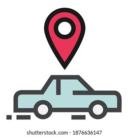 Car Geo Location Search Flat Icon Isolated On White Background