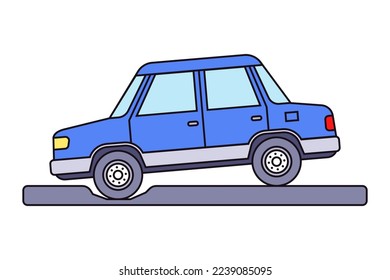 un auto se mete en un accidente debido a un agujero en la carretera. un gran bache en la carretera. ilustración vectorial plana.