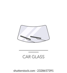 Car glass icon. Outline colorful icon of car glass on white. Vector illustration