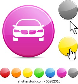 Icono redondo brillante del coche.