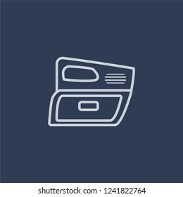 car glove compartment icon. car glove compartment linear design concept from Car parts collection. Simple element vector illustration on dark blue background.