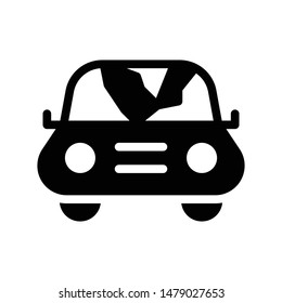 car glyph flat vector icon