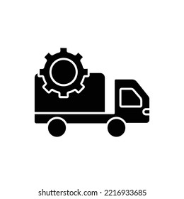 Car Glyph Icon Illustration With Gear. Suitable For Automotive Repair Icon. Icon Illustration Related Repair, Maintenance. Simple Vector Design Editable