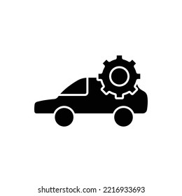 Car Glyph Icon Illustration With Gear. Suitable For Automotive Repair Icon. Icon Illustration Related Repair, Maintenance. Simple Vector Design Editable