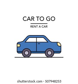 Car to go. Rent a car.  Flat design thin line banner. Vector illustration