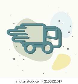 The car is going at high speed, vector icon. A symbol of fast delivery of cargo by a logistics company. Business illustration car fast delivery.