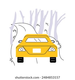 A car going through forest showing forest traveling vector illustration