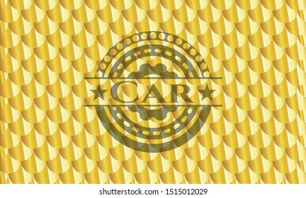 Car gold emblem or badge. Scales pattern. Vector Illustration. Detailed.