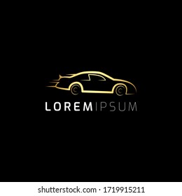 Plantilla de icono del logotipo dorado del coche. Ilustración vectorial. Diseño moderno