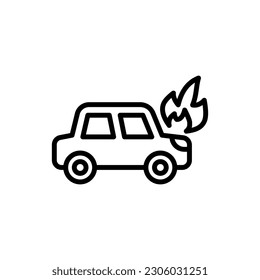 Car got Fire icon in vector. Illustration