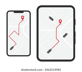 car gps device smartphone and tablet flat design