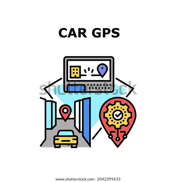 Car\
Gps Device Vector Icon Concept. Car Gps Device For Showing Location\
And Searching Way Direction. Navigation System Electronic Gadget\
And Application For Search Route Color\
Illustration